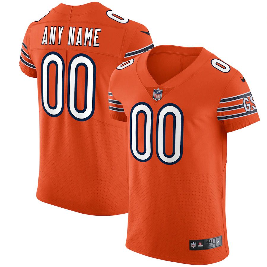 Men Chicago Bears Nike Orange Vapor Elite Custom NFL Jersey->->Custom Jersey